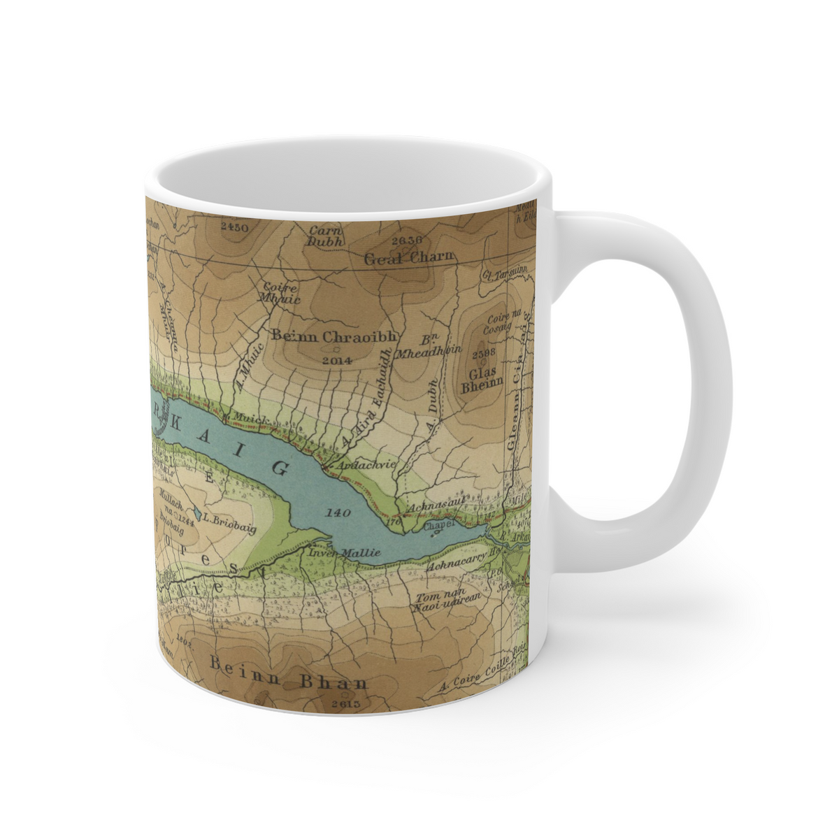 Loch Arkaig historic map mug, Bartholomew Half-Inch, 1904 — product view 3