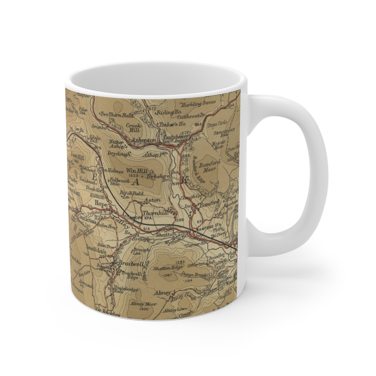 Mam Tor historic map mug, Bartholomew Half-Inch, 1904 — product view 3