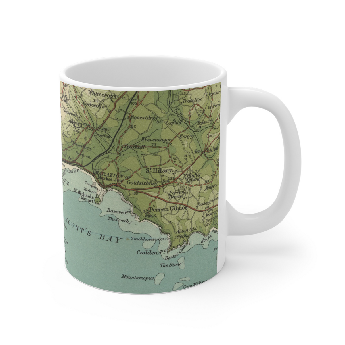 Penzance historic map mug, Bartholomew Half-Inch, 1903 — product view 3
