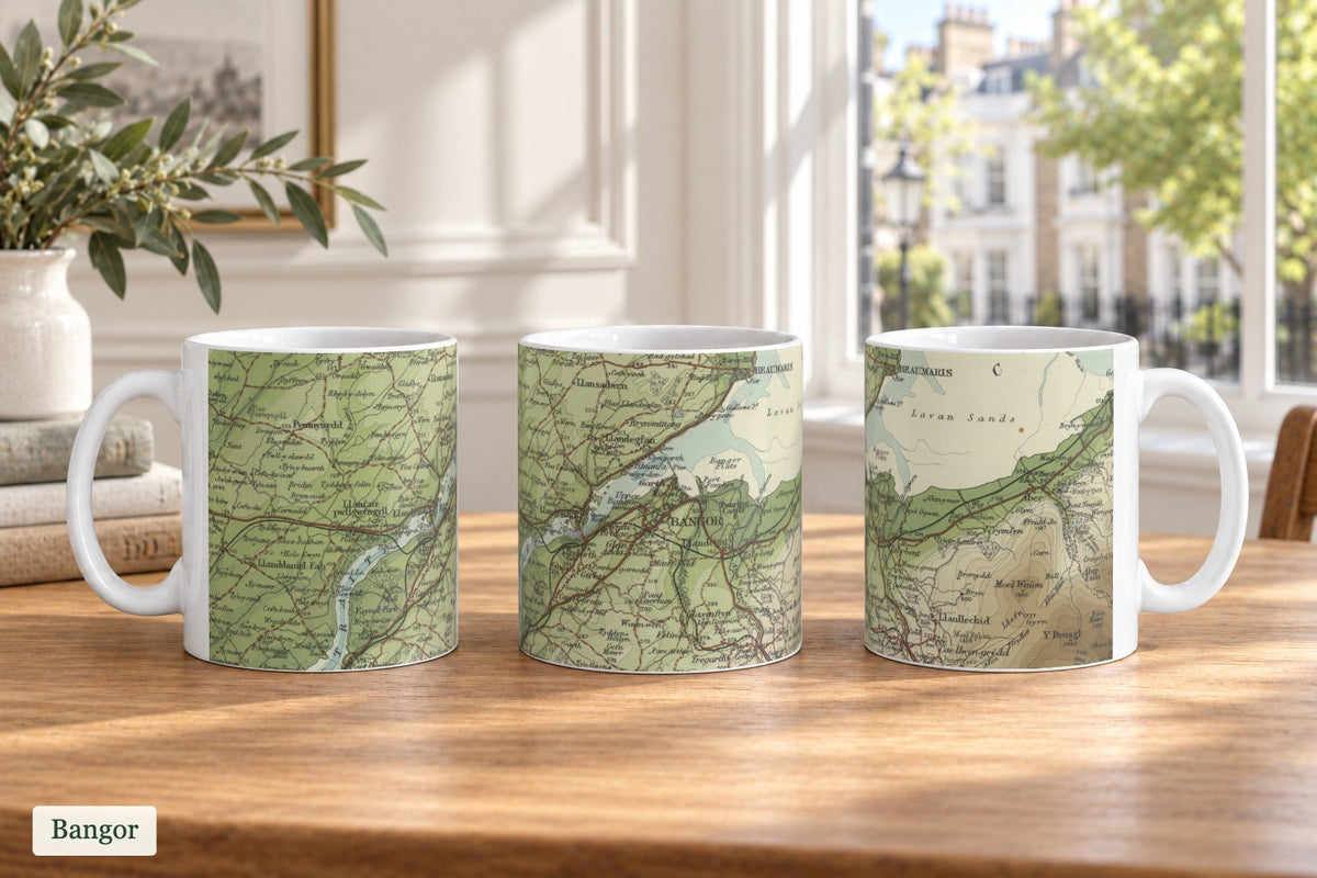 Bangor historic map mug, Bartholomew Half-Inch, 1904 — product view 3