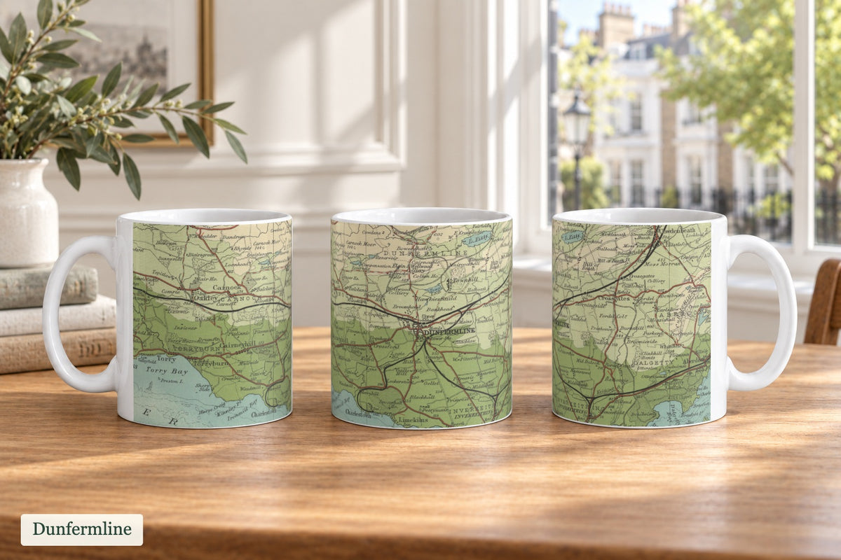 Dunfermline historic map mug, Bartholomew Half-Inch, 1903 — product view 3