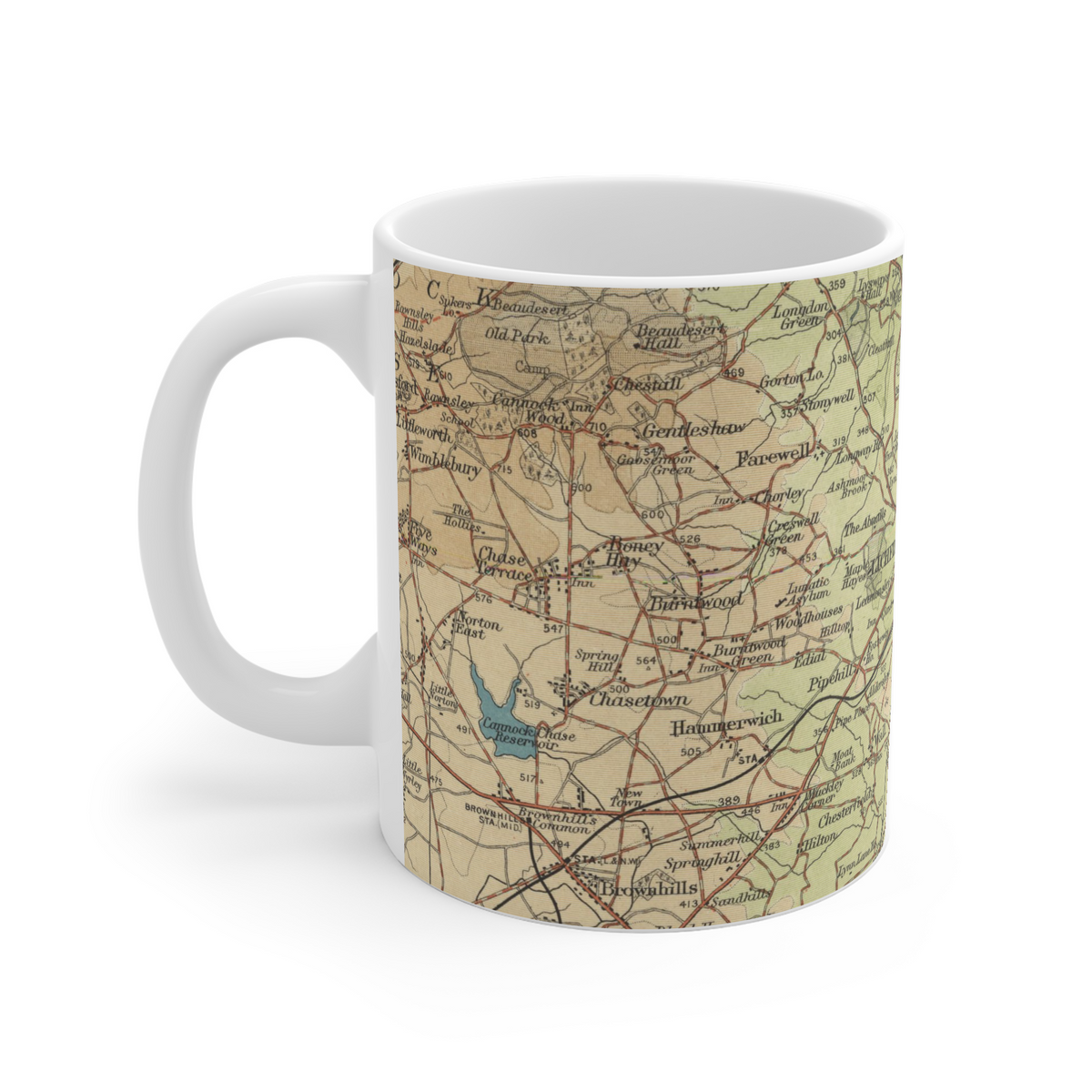 Lichfield historic map mug, Bartholomew Half-Inch, 1903 — product view 3