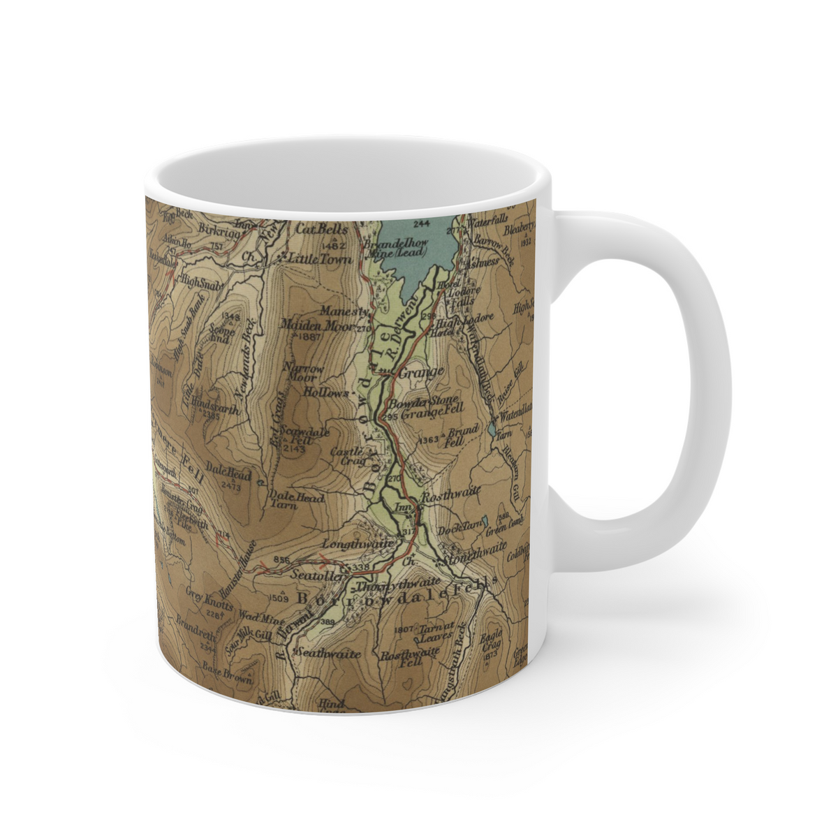 Buttermere historic map mug, Bartholomew Half-Inch, 1903 — product view 3