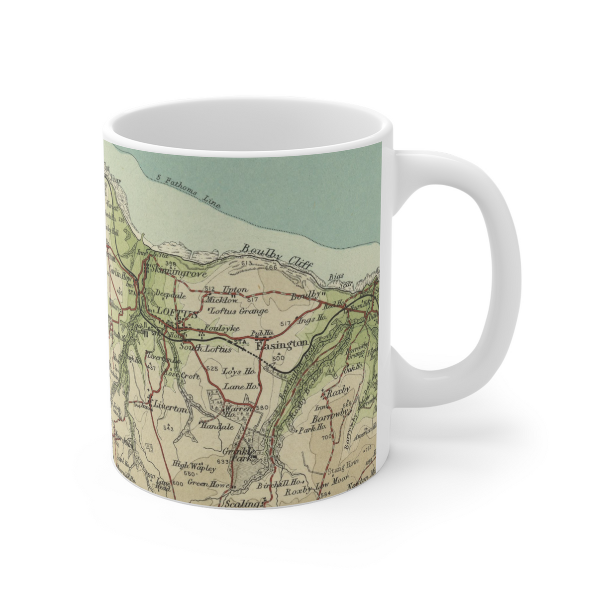 Saltburn-by-the-Sea historic map mug, Bartholomew Half-Inch, 1903 — product view 3