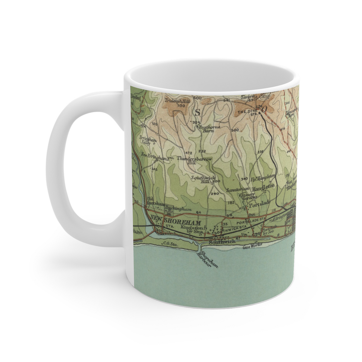 Brighton & Hove historic map mug, Bartholomew Half-Inch, 1902 — product view 3