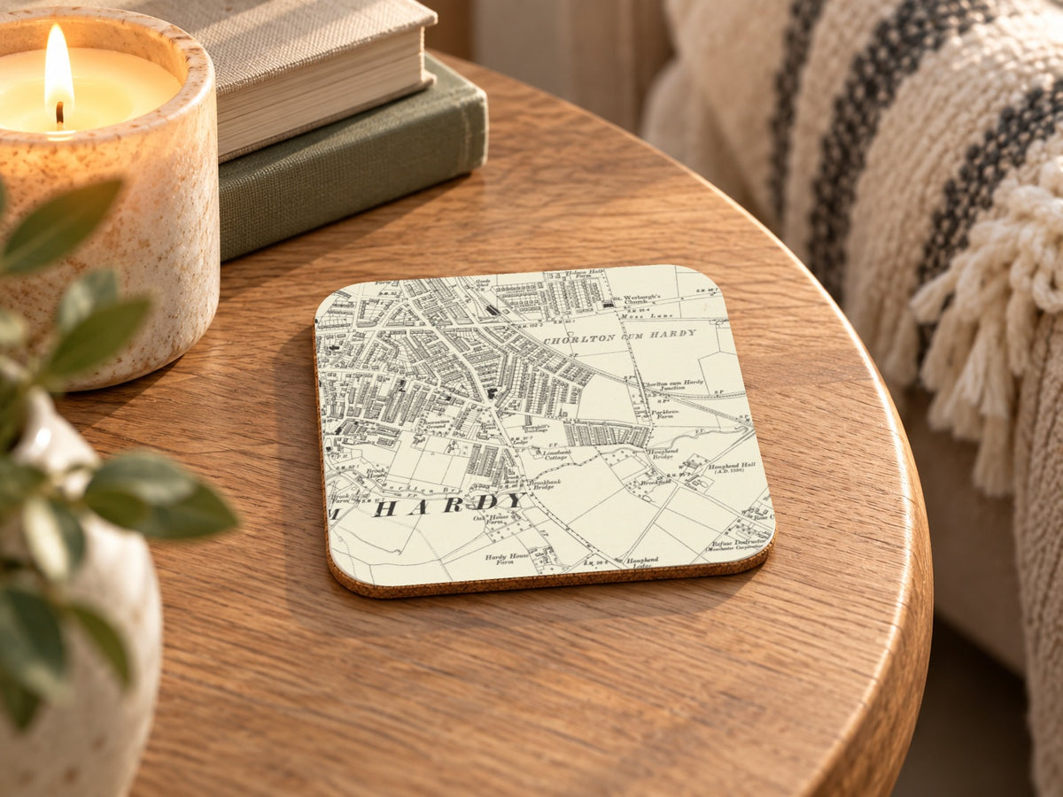 Chorlton-cum-Hardy historic map coaster, Ordnance Survey 6-inch, Second Edition — product view 3