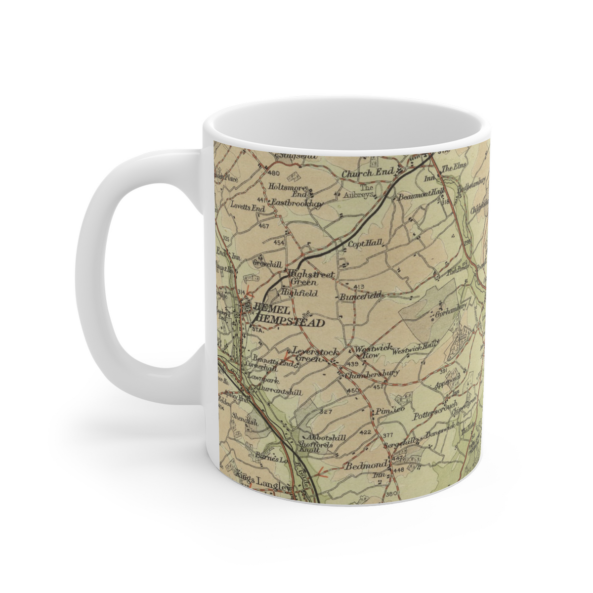 St Albans historic map mug, Bartholomew Half-Inch, 1903 — product view 3