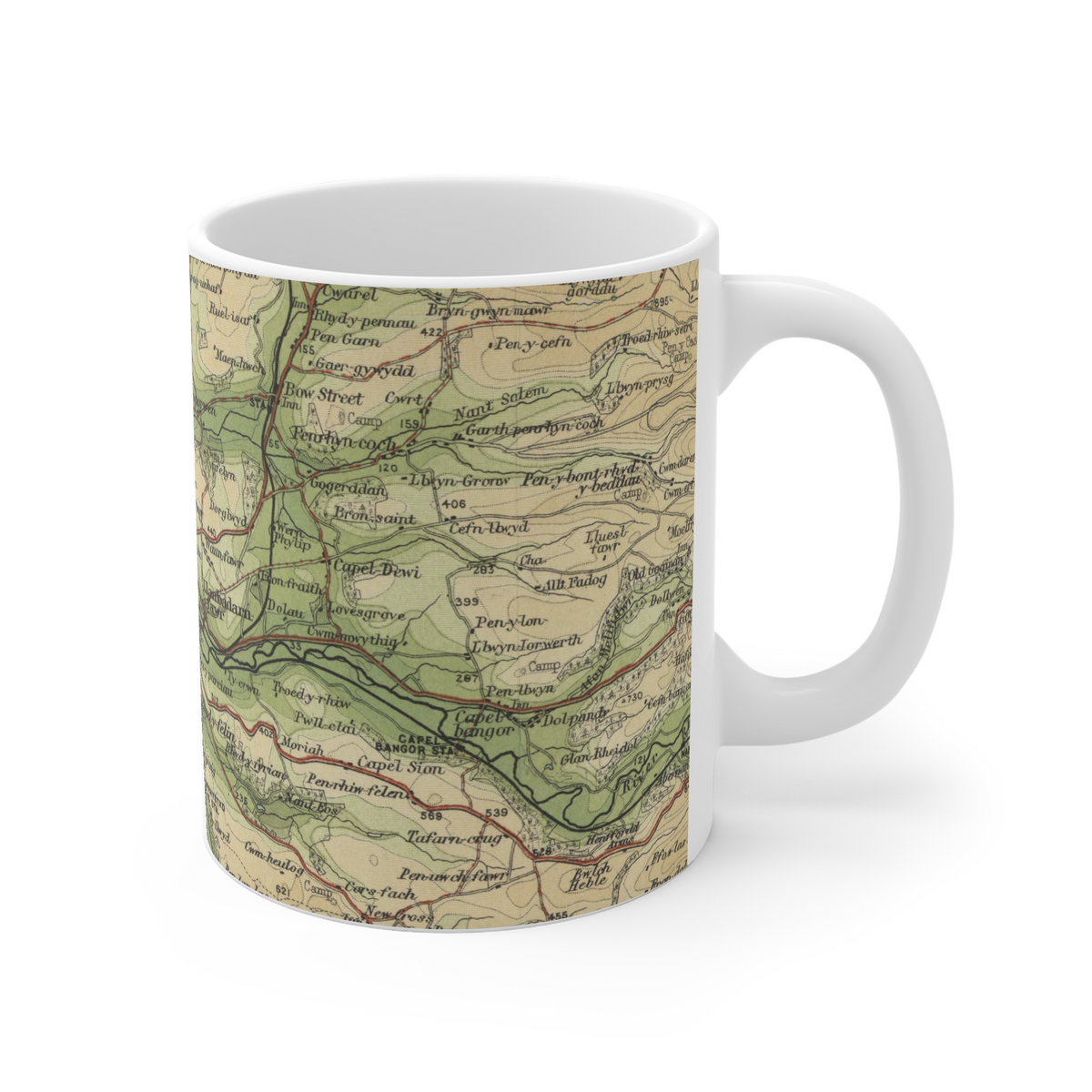 Aberystwyth historic map mug, Bartholomew Half-Inch, 1905 — product view 3