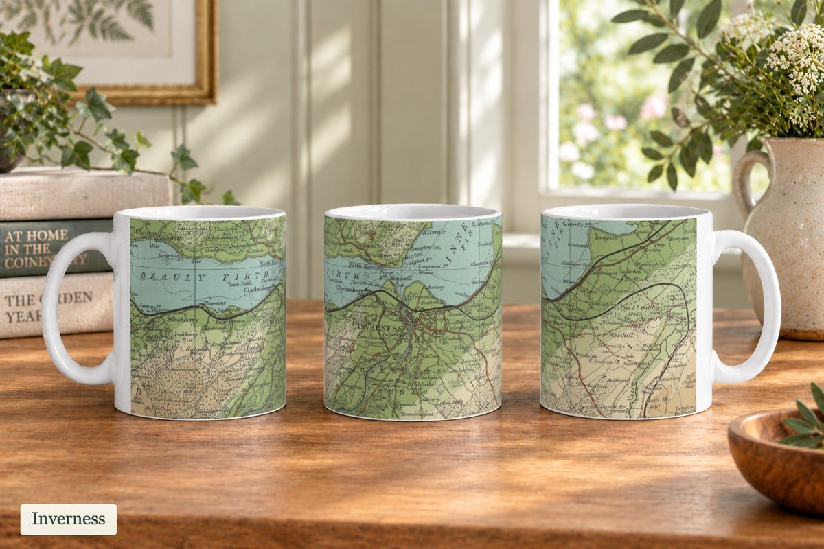Inverness historic map mug, Bartholomew Half-Inch, 1903 — product view 3