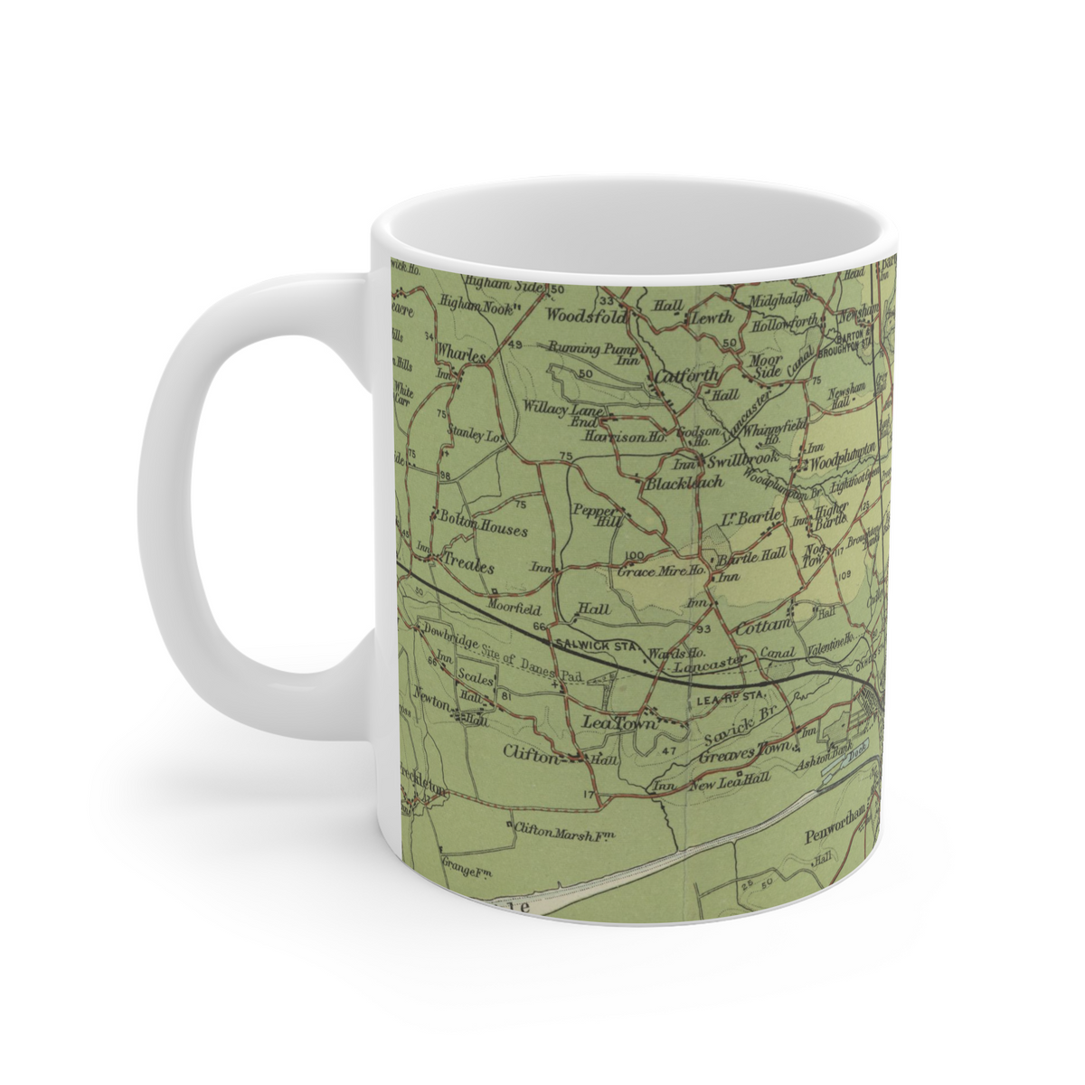 Preston historic map mug, Bartholomew Half-Inch, 1905 — product view 3