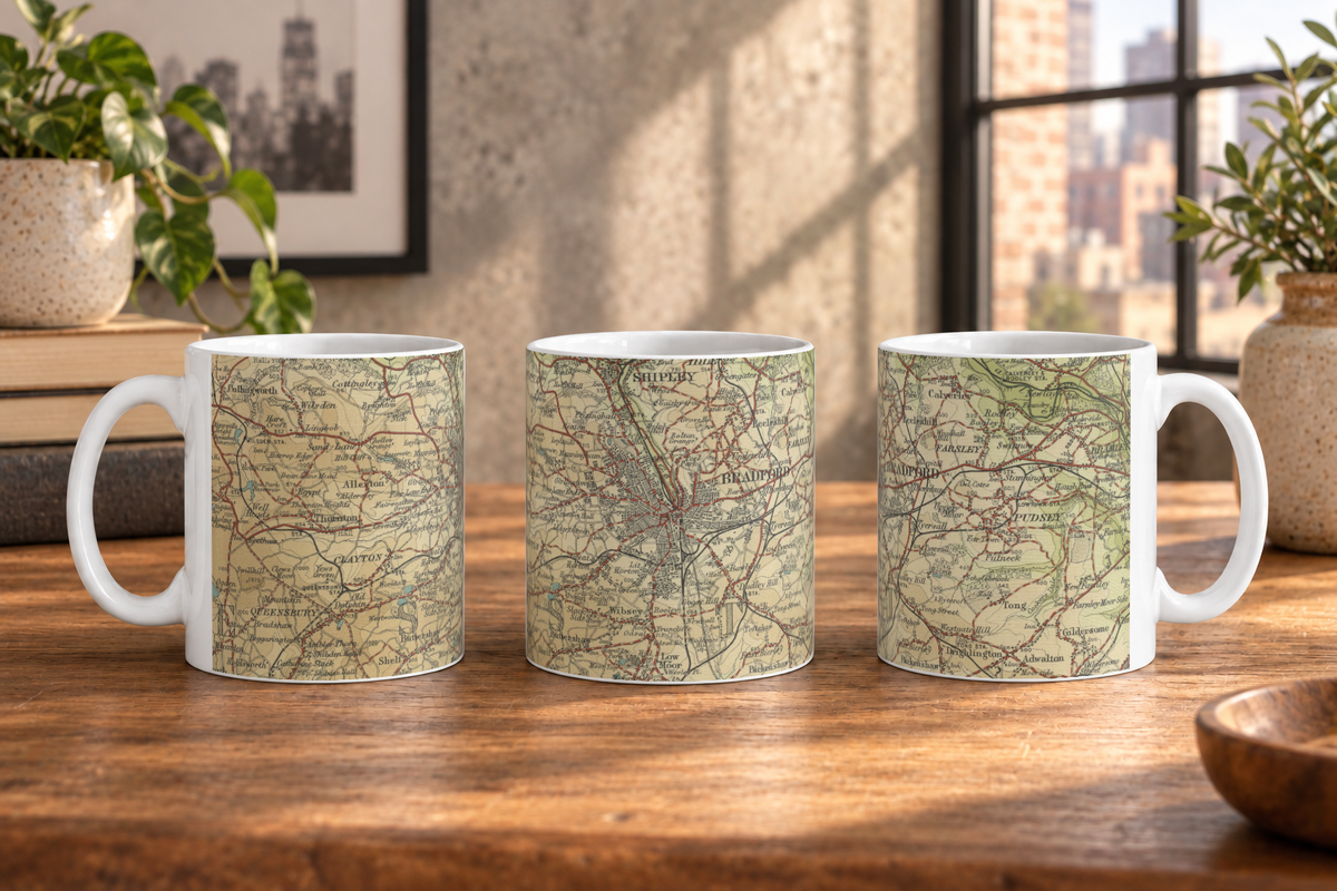 Bradford historic map mug, Bartholomew Half-Inch, 1906 — product view 4