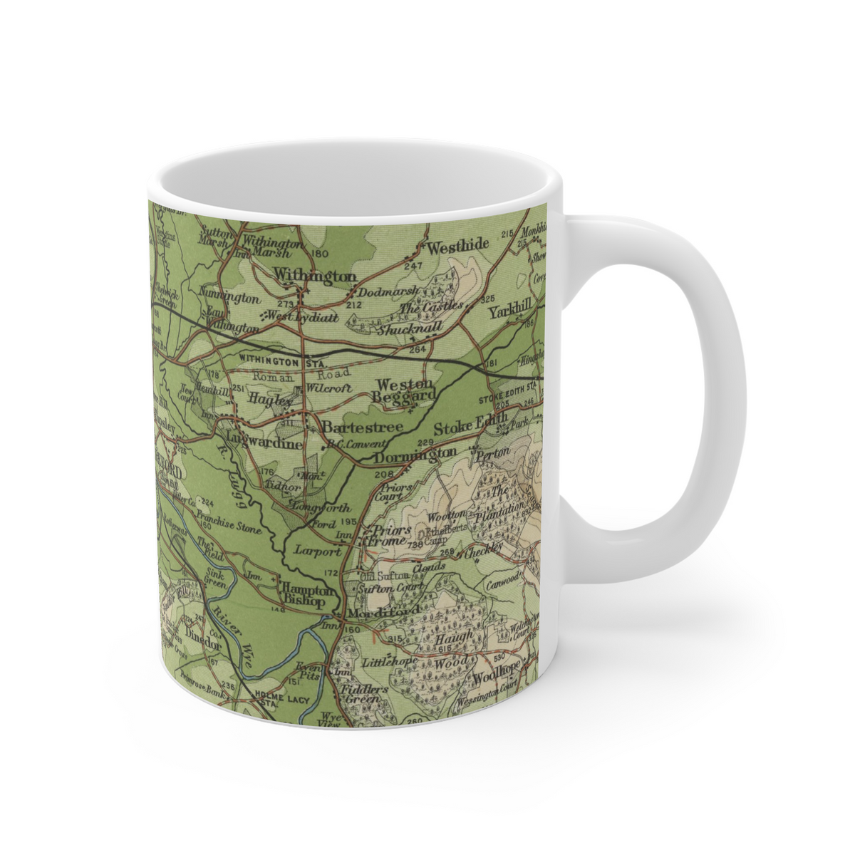 Hereford historic map mug, Bartholomew Half-Inch, 1902 — product view 4