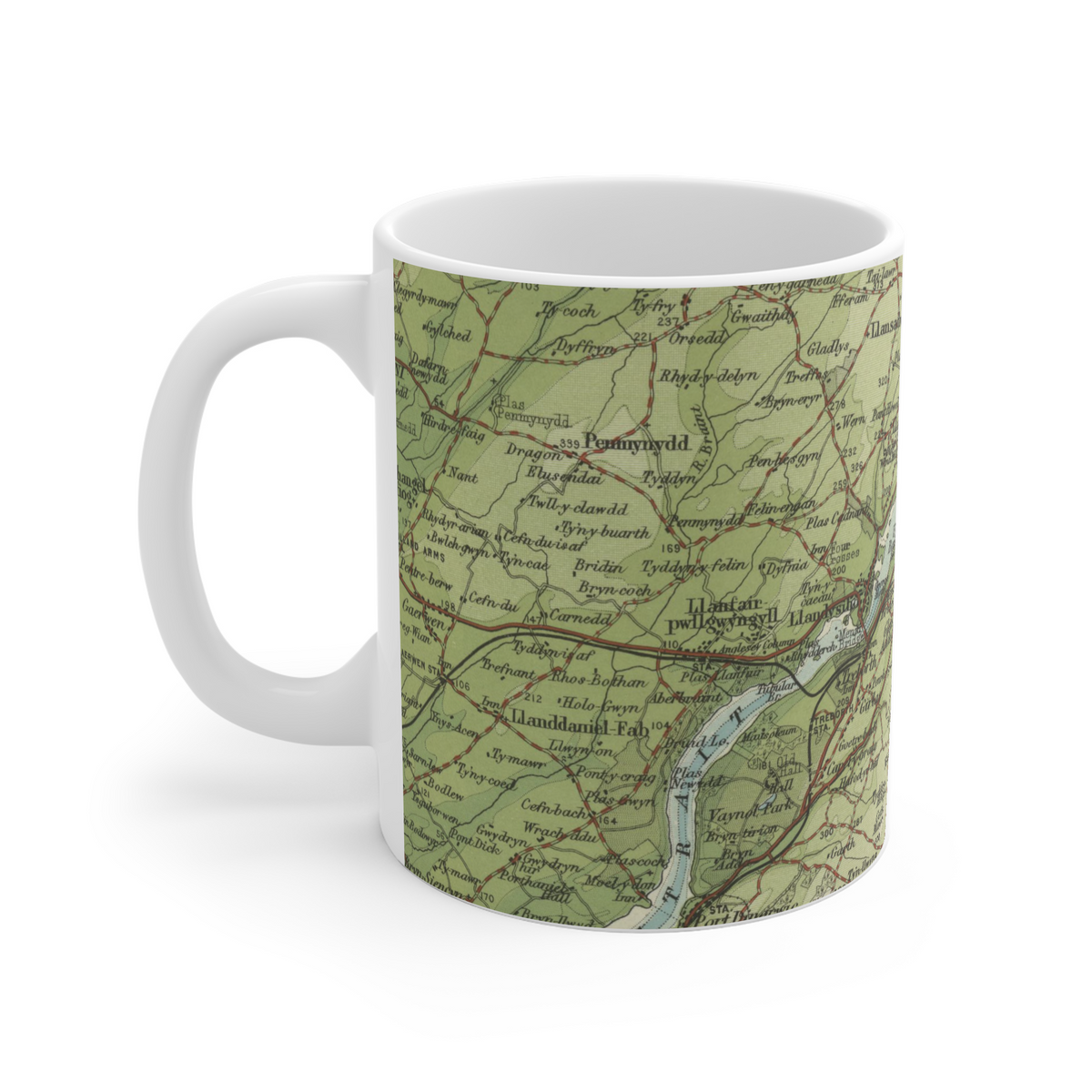 Bangor historic map mug, Bartholomew Half-Inch, 1904 — product view 4