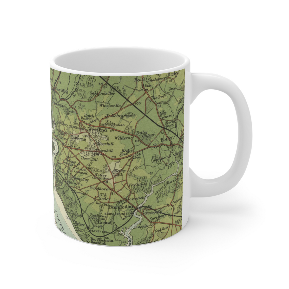 Southampton historic map mug, Bartholomew Half-Inch, 1902 — product view 4