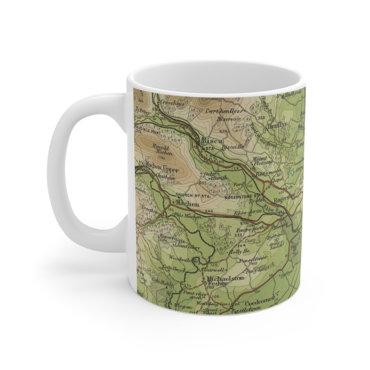 Newport historic map mug, Bartholomew Half-Inch, 1904 — product view 4