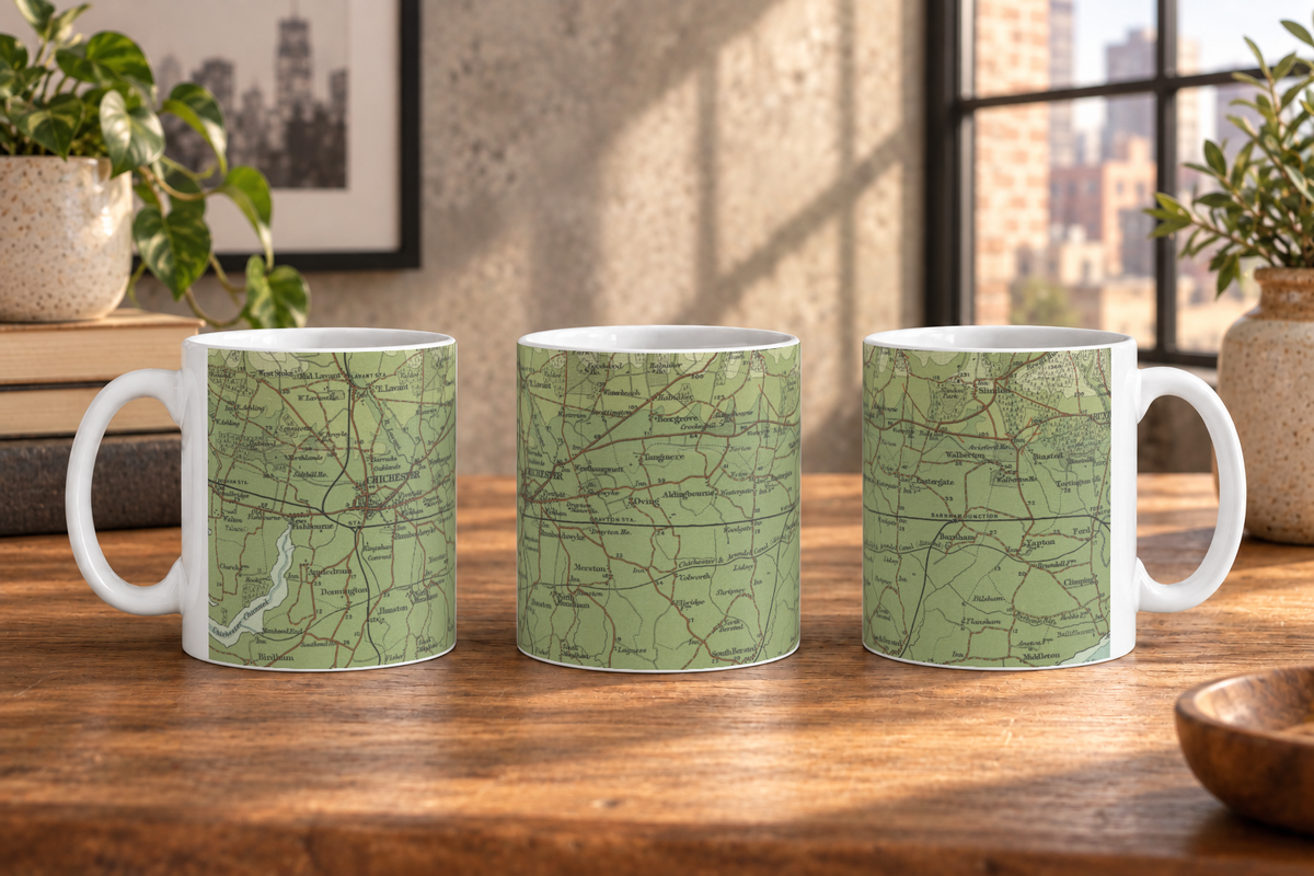 Chichester historic map mug, Bartholomew Half-Inch, 1902 — product view 4