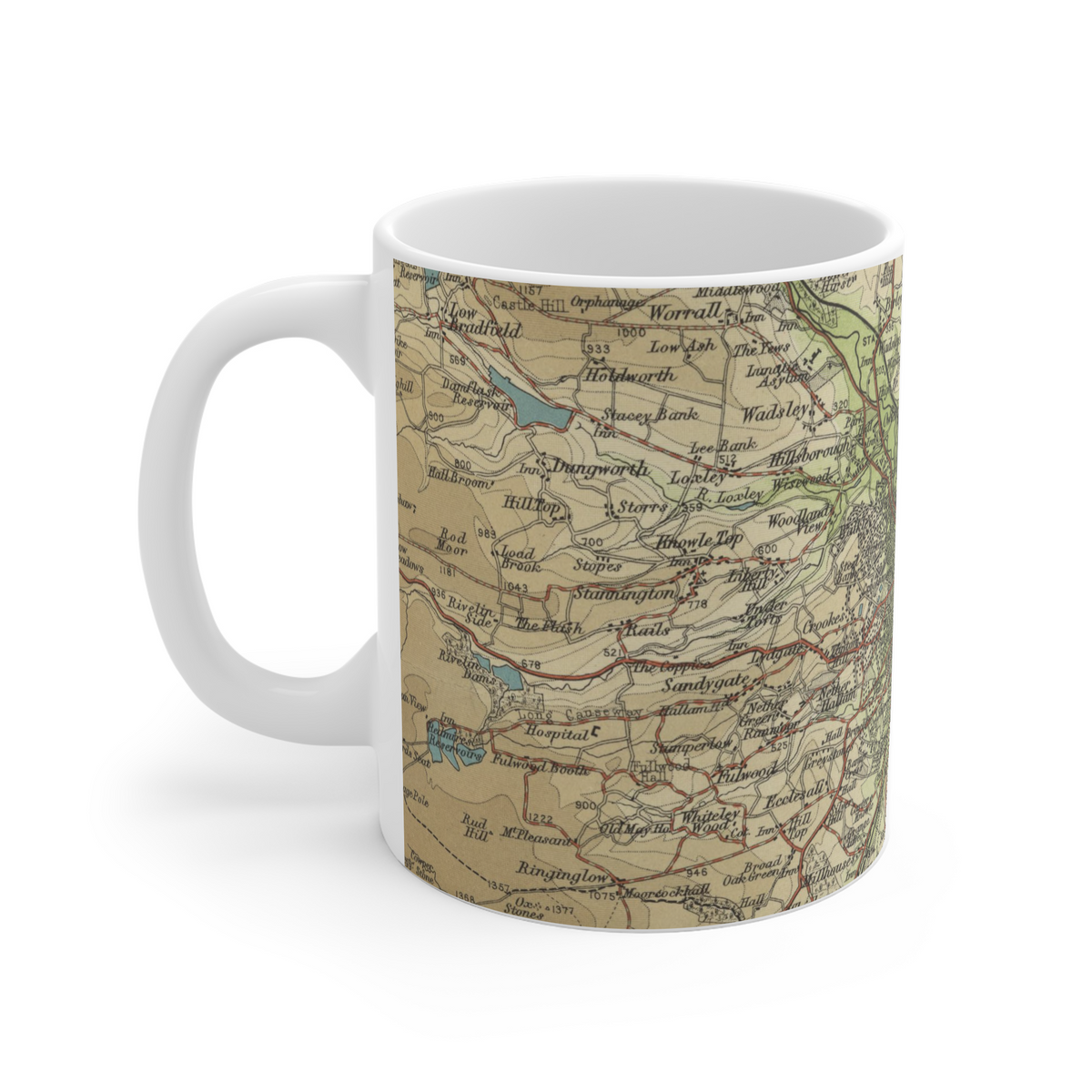 Sheffield historic map mug, Bartholomew Half-Inch, 1904 — product view 4
