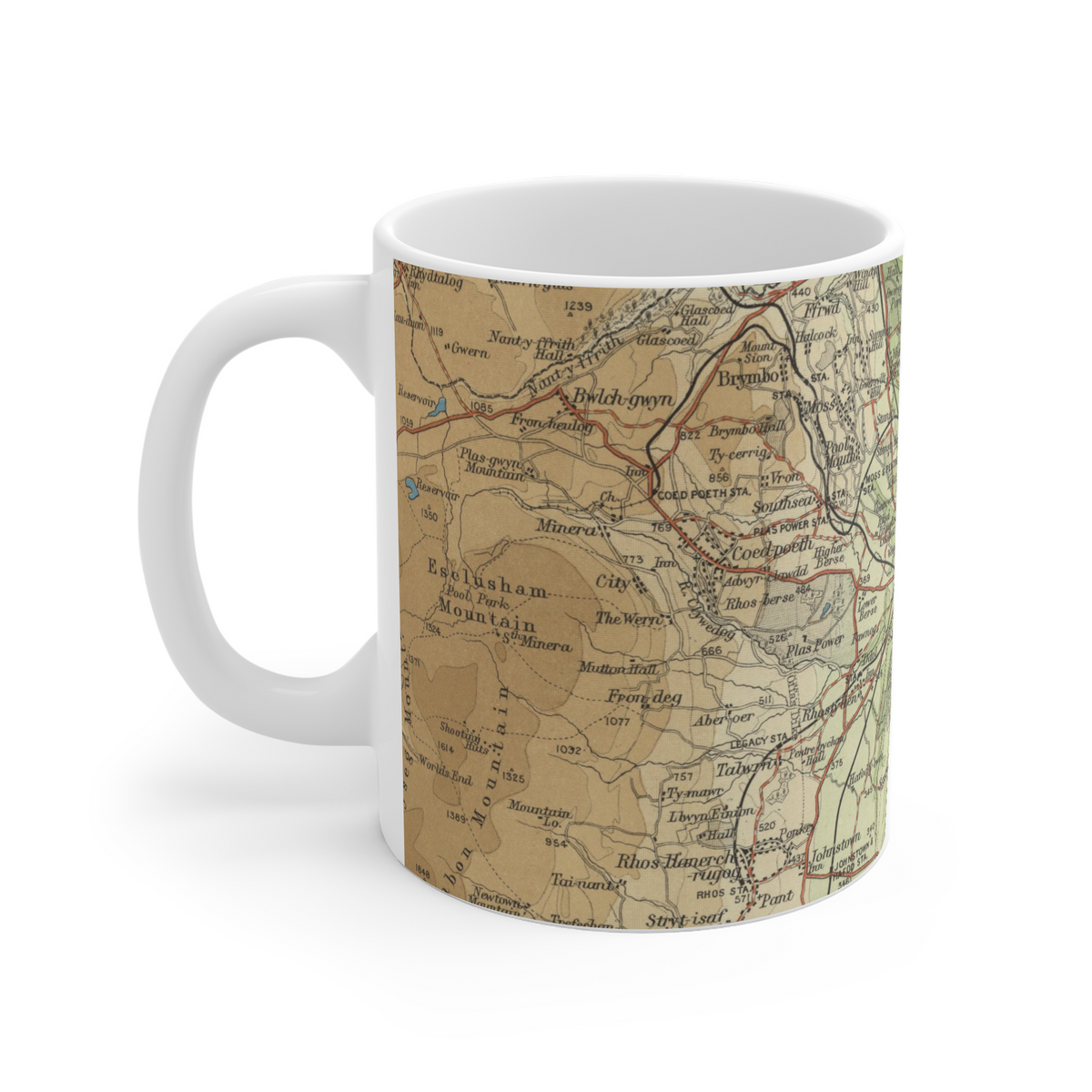 Wrexham historic map mug, Bartholomew Half-Inch, 1902 — product view 4