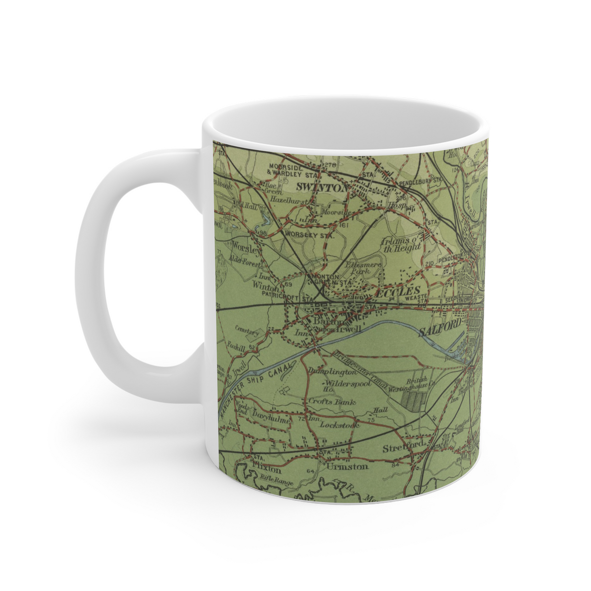 Manchester historic map mug, Bartholomew Half-Inch, 1904 — product view 4