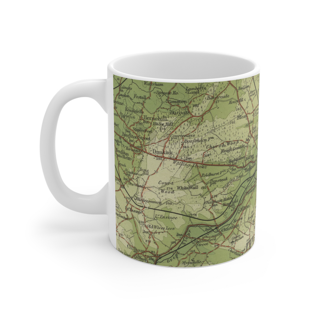 Canterbury historic map mug, Bartholomew Half-Inch, 1904 — product view 4