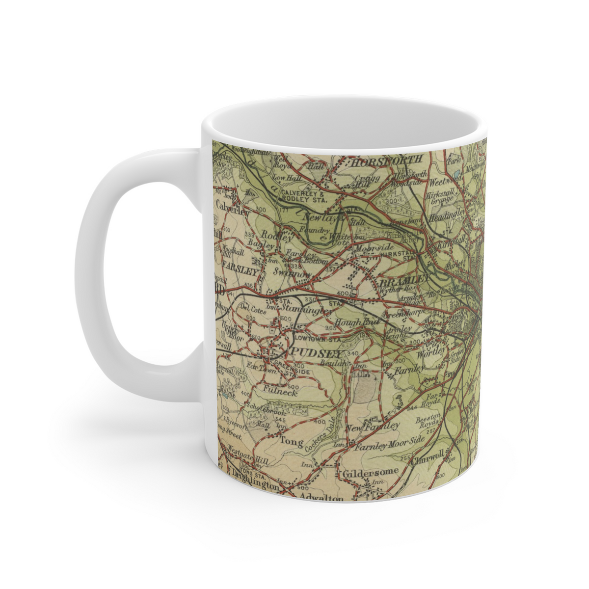 Leeds historic map mug, Bartholomew Half-Inch, 1906 — product view 4