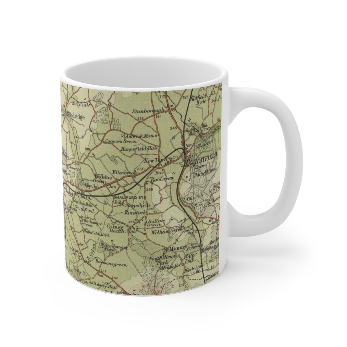 St Albans historic map mug, Bartholomew Half-Inch, 1903 — product view 4