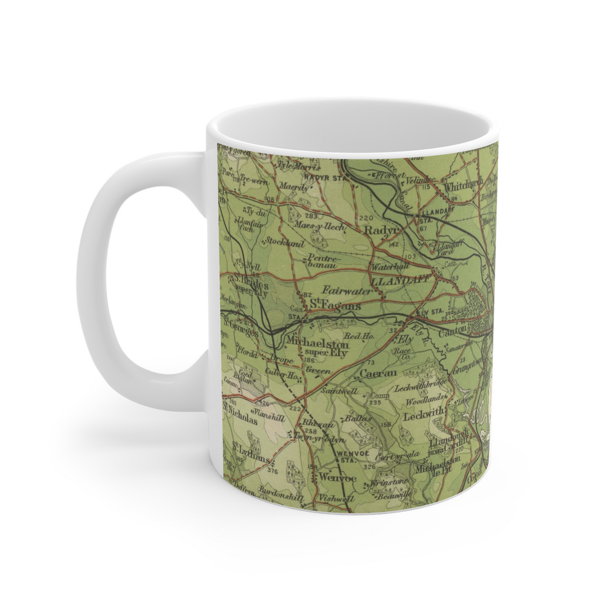 Cardiff historic map mug, Bartholomew Half-Inch, 1904 — product view 4