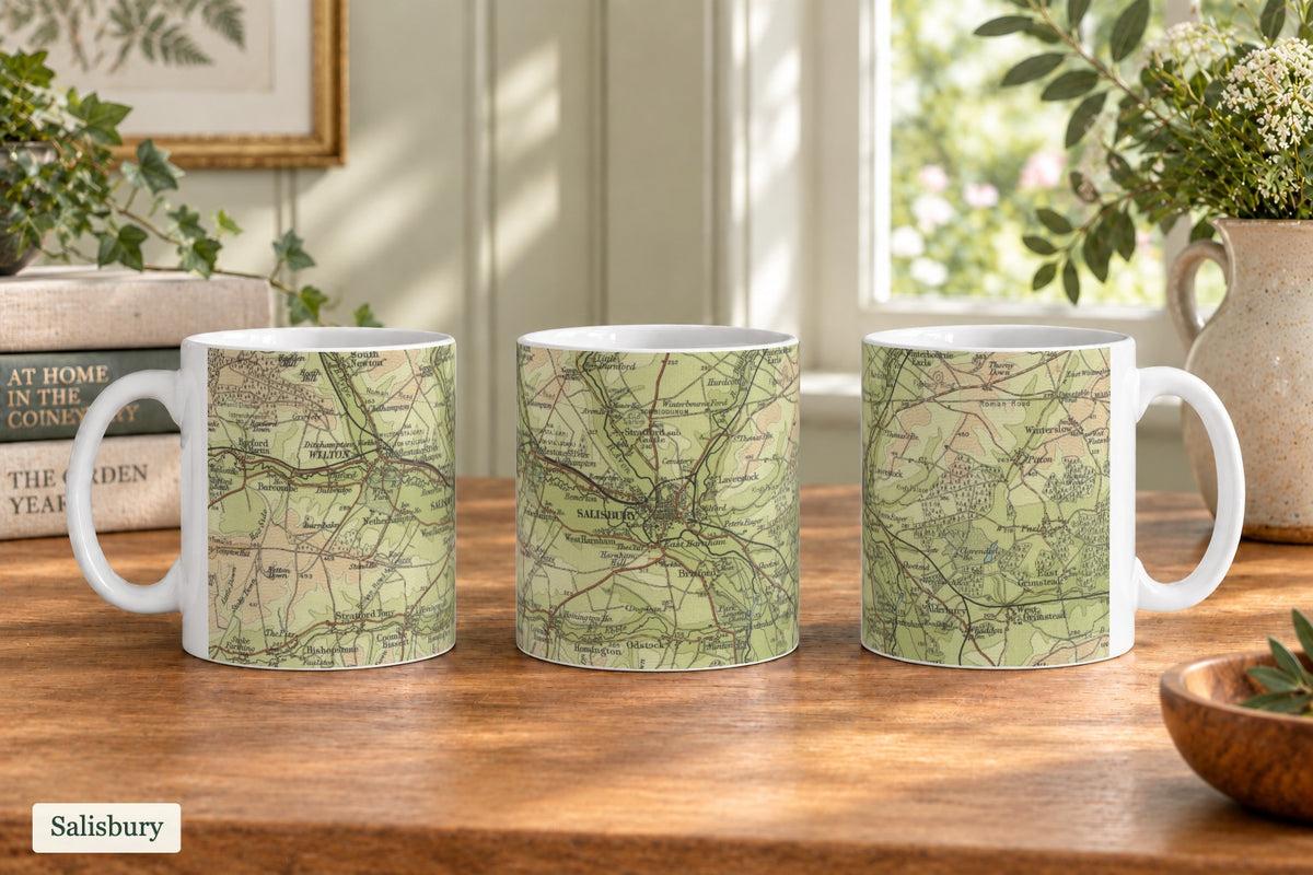 Salisbury historic map mug, Bartholomew Half-Inch, 1902 — product view 4