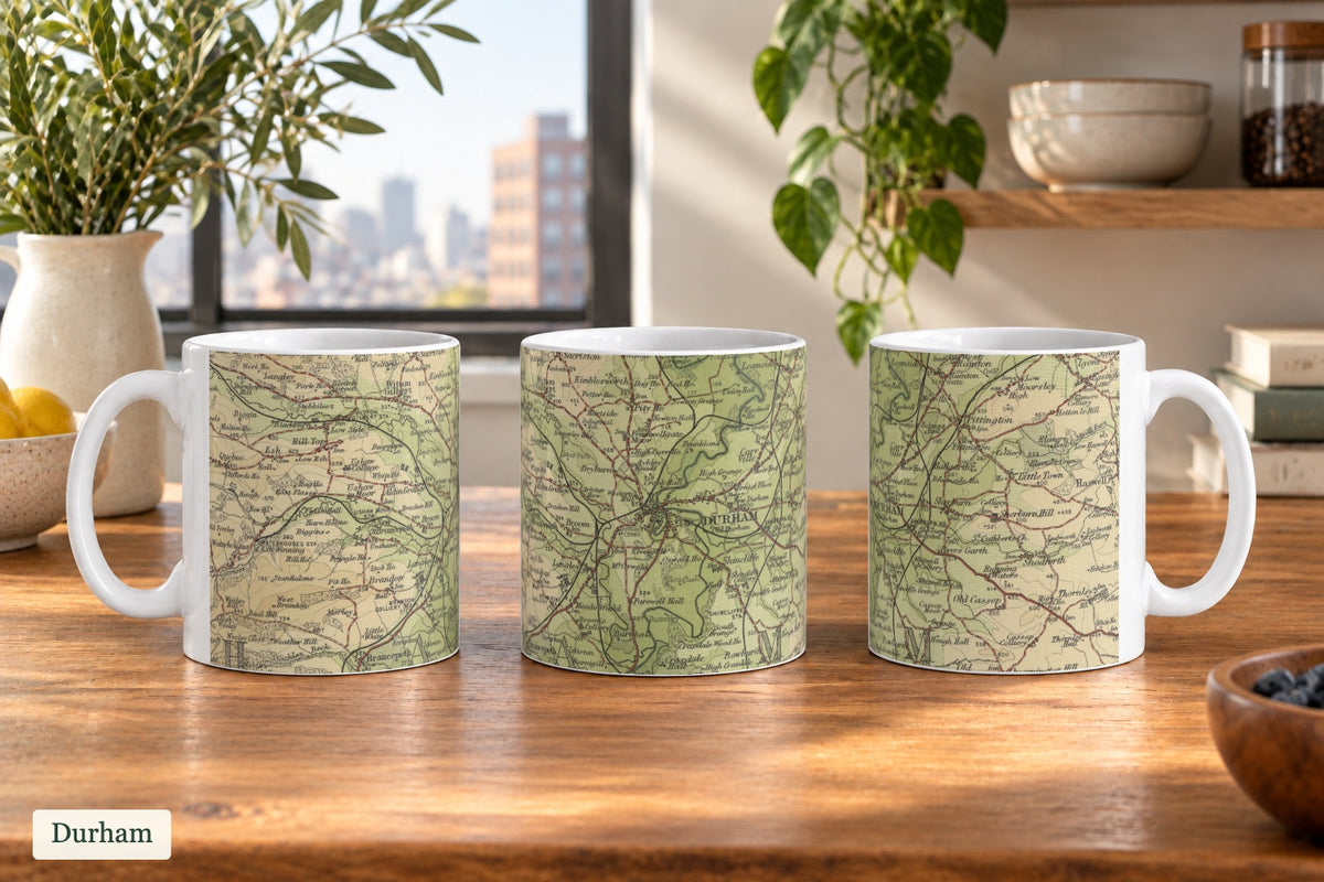 Durham historic map mug, Bartholomew Half-Inch, 1904 — product view 4