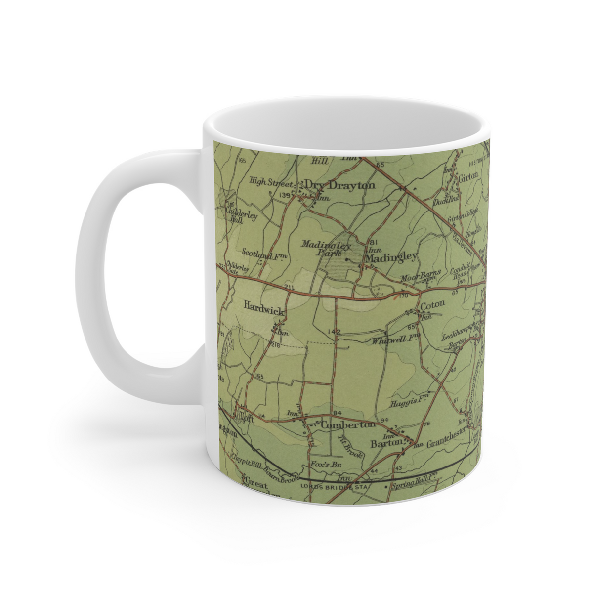 Cambridge historic map mug, Bartholomew Half-Inch, 1902 — product view 4