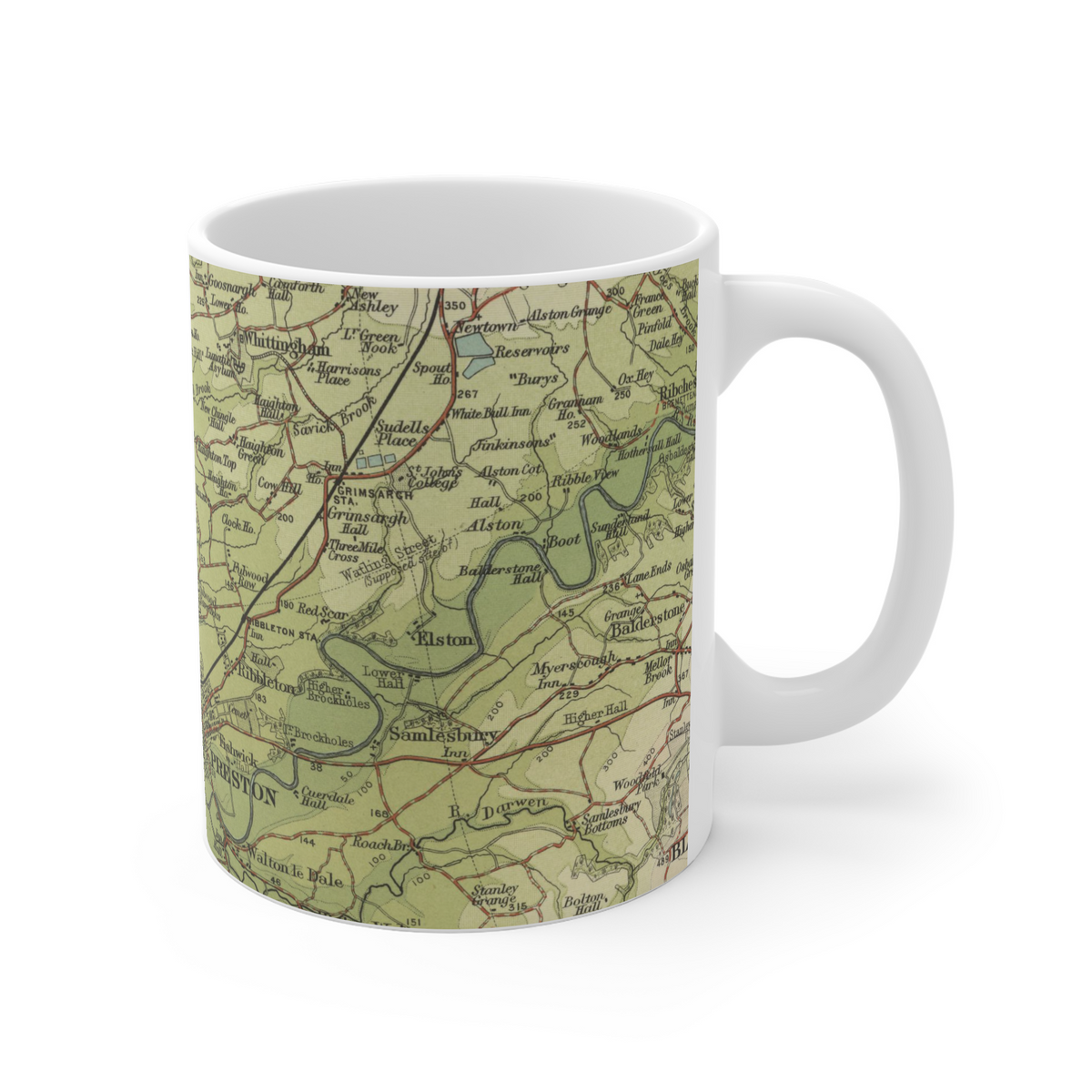 Preston historic map mug, Bartholomew Half-Inch, 1905 — product view 4