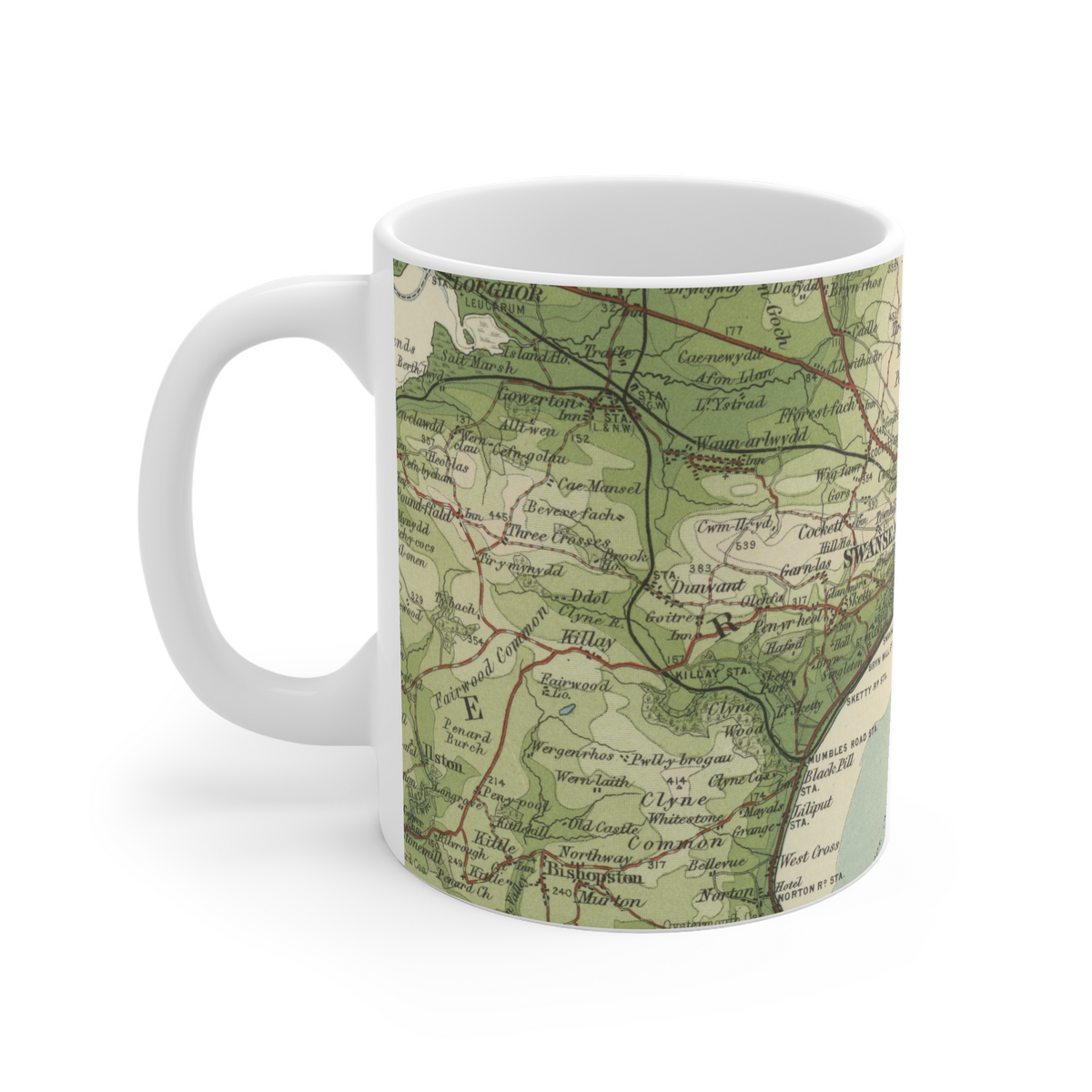 Swansea historic map mug, Bartholomew Half-Inch, 1904 — product view 4