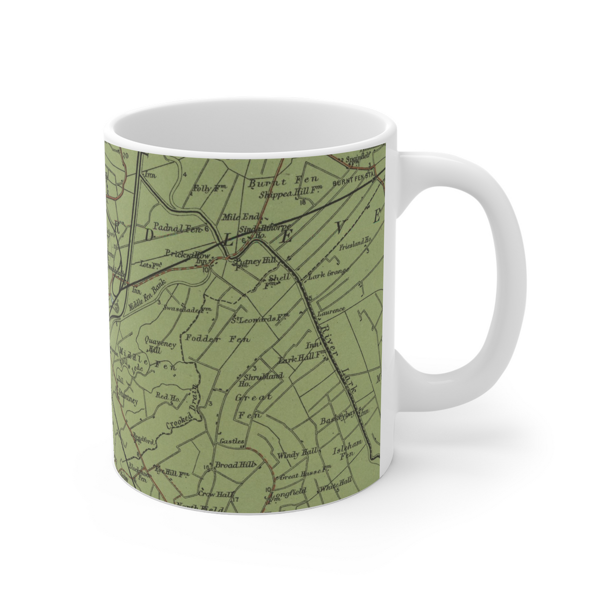 Ely historic map mug, Bartholomew Half-Inch, 1902 — product view 4