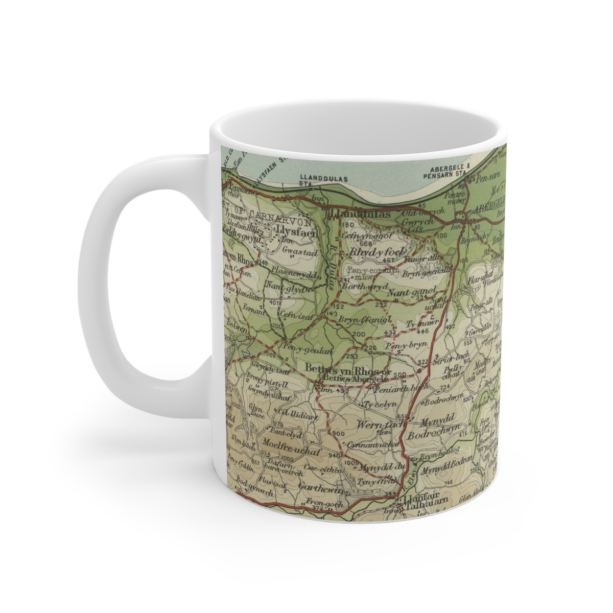 St Asaph historic map mug, Bartholomew Half-Inch, 1904 — product view 4