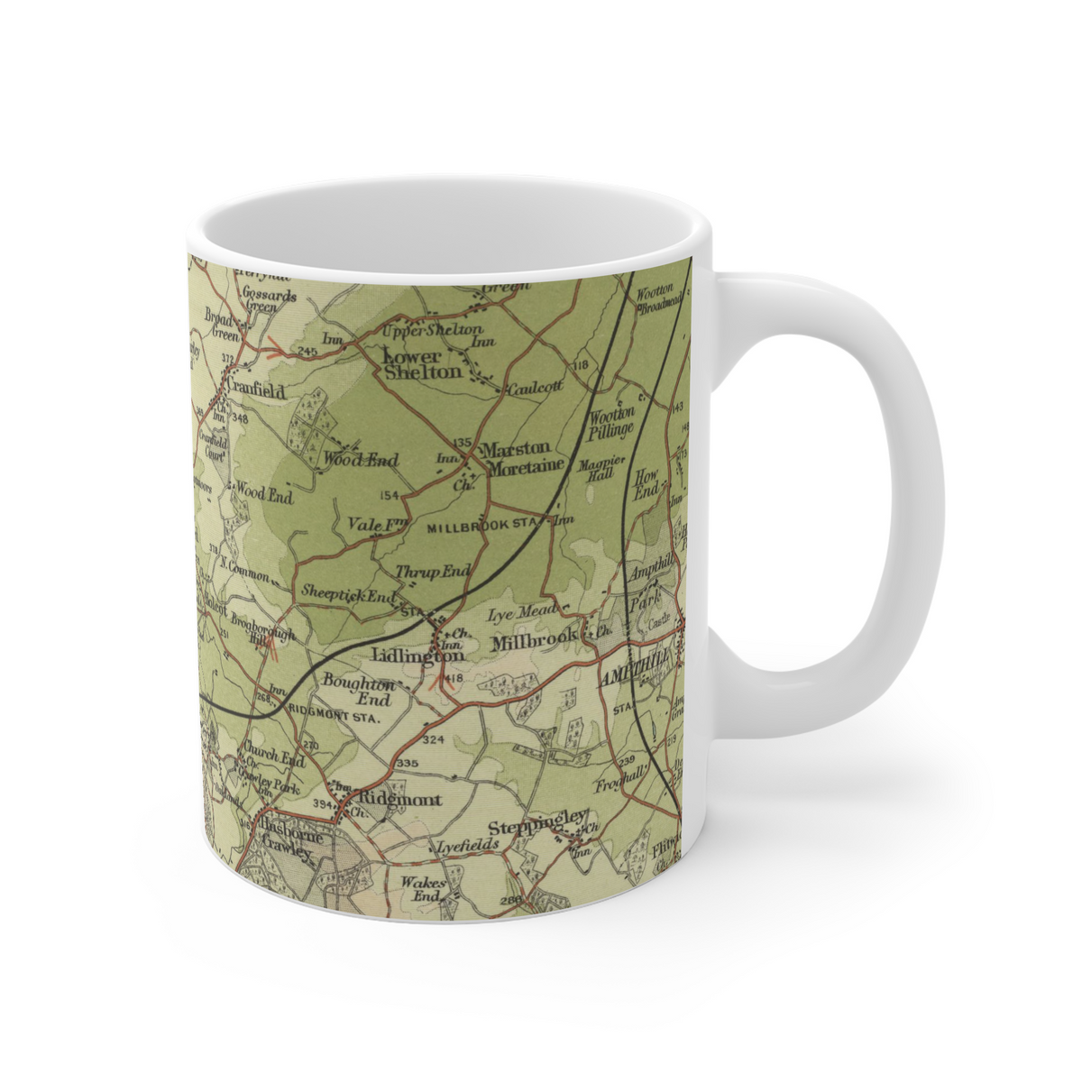 Milton Keynes historic map mug, Bartholomew Half-Inch, 1903 — product view 4
