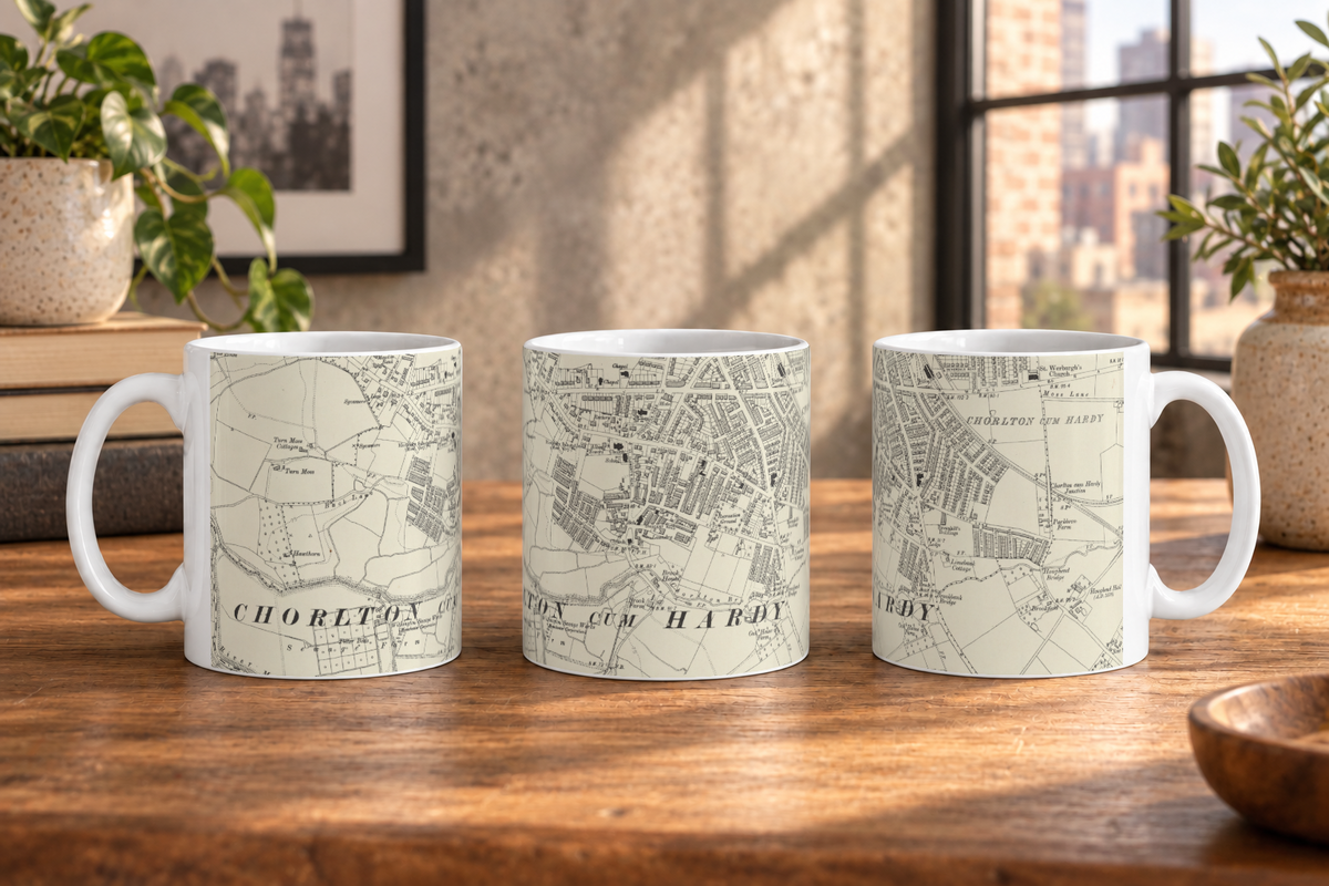 Chorlton-cum-Hardy historic map mug, Ordnance Survey 6-inch, Second Edition — product view 4