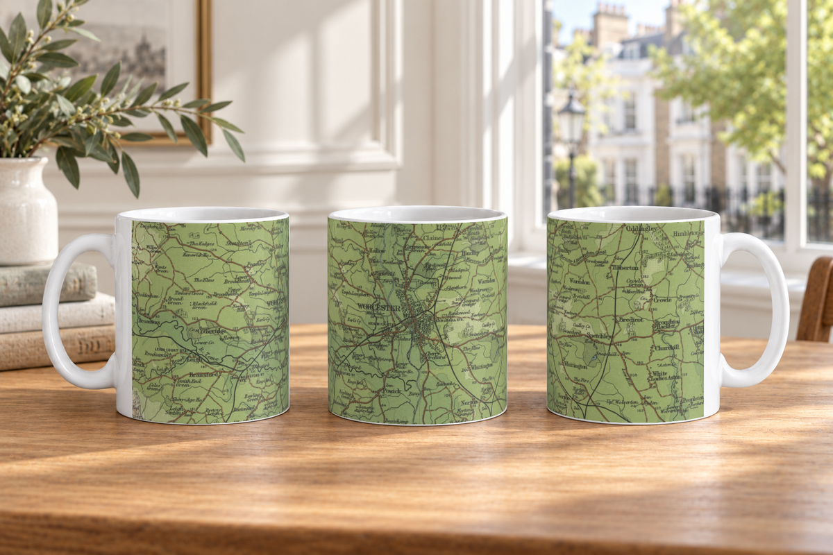 Worcester historic map mug, Bartholomew Half-Inch, 1902 — product view 5