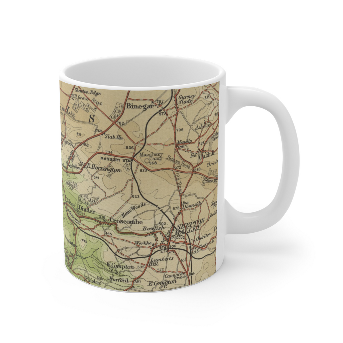 Wells historic map mug, Bartholomew Half-Inch, 1904 — product view 5