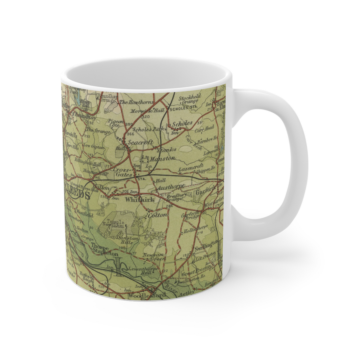 Leeds historic map mug, Bartholomew Half-Inch, 1906 — product view 5