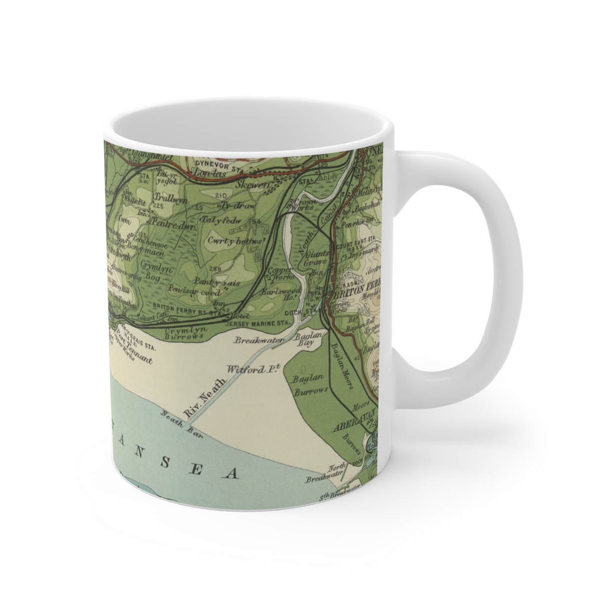 Swansea historic map mug, Bartholomew Half-Inch, 1904 — product view 5