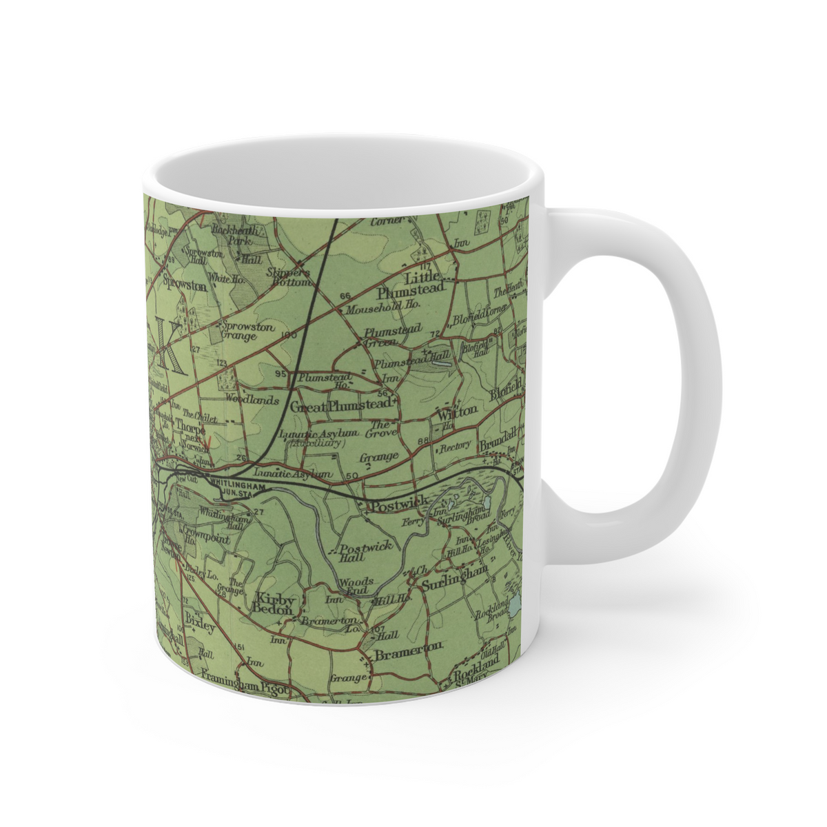 Norwich historic map mug, Bartholomew Half-Inch, 1903 — product view 5