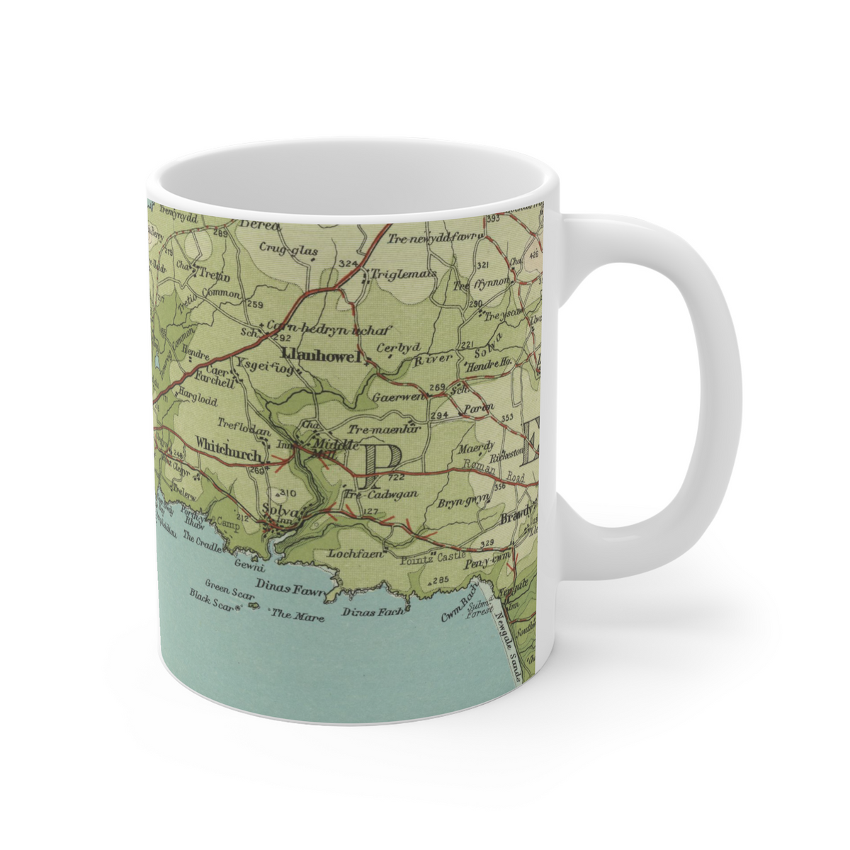 St Davids historic map mug, Bartholomew Half-Inch, 1903 — product view 5