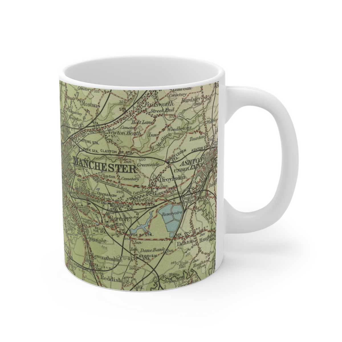 Manchester historic map mug, Bartholomew Half-Inch, 1904 — product view 5