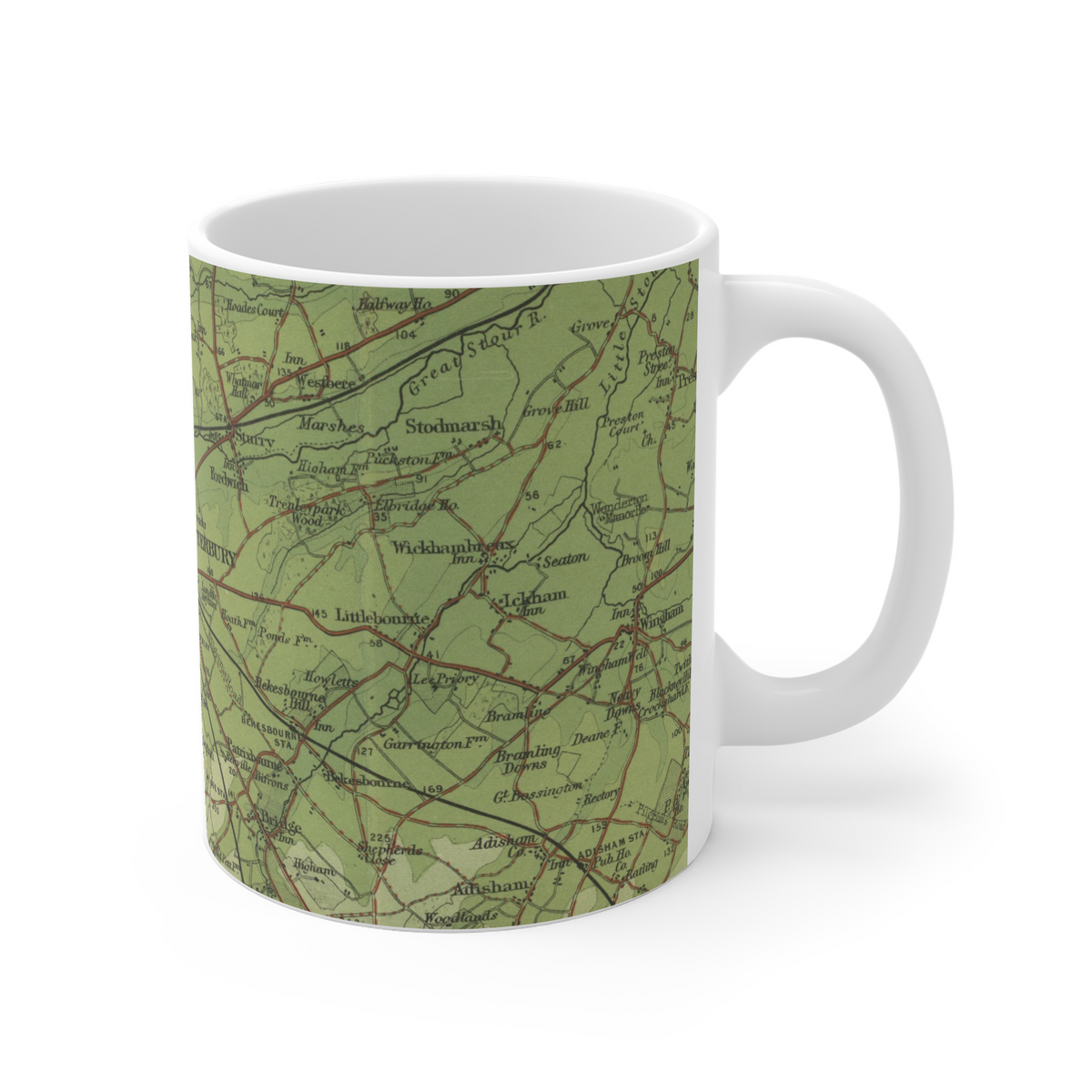 Canterbury historic map mug, Bartholomew Half-Inch, 1904 — product view 5