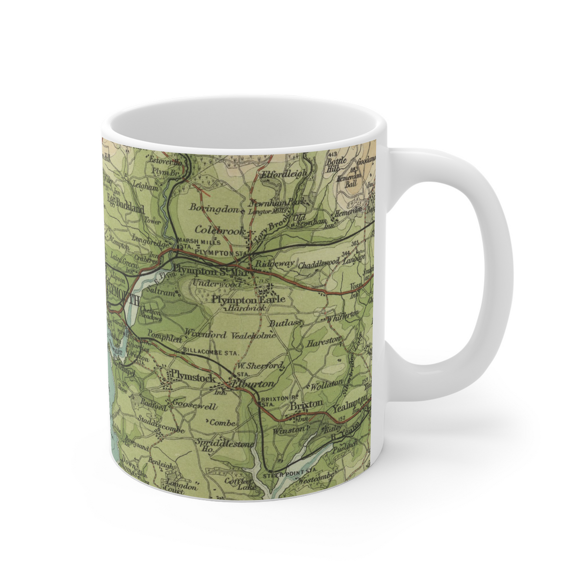 Plymouth historic map mug, Bartholomew Half-Inch, 1903 — product view 5