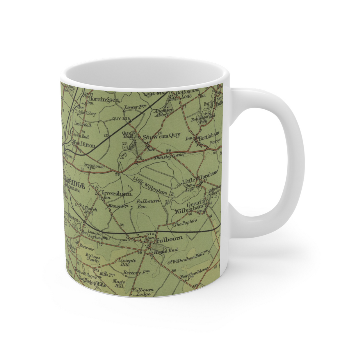 Cambridge historic map mug, Bartholomew Half-Inch, 1902 — product view 5