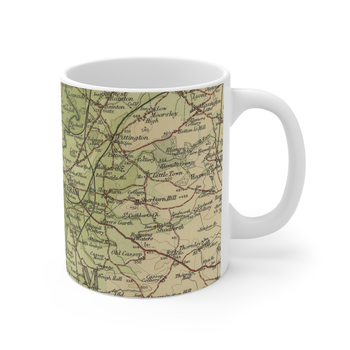 Durham historic map mug, Bartholomew Half-Inch, 1904 — product view 6
