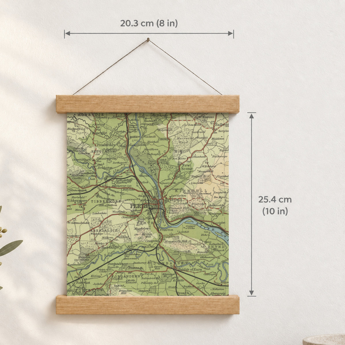 Perth historic map print, Bartholomew Half-Inch, 1903 — 8 × 10 in · portrait, Canvas, black hanger and Canvas, natural oak hanger and Canvas, white hanger and Fine art paper, black hanger and Fine art paper, natural oak hanger and Fine art paper, no hanger and Fine art paper, white hanger, hanger front mockup