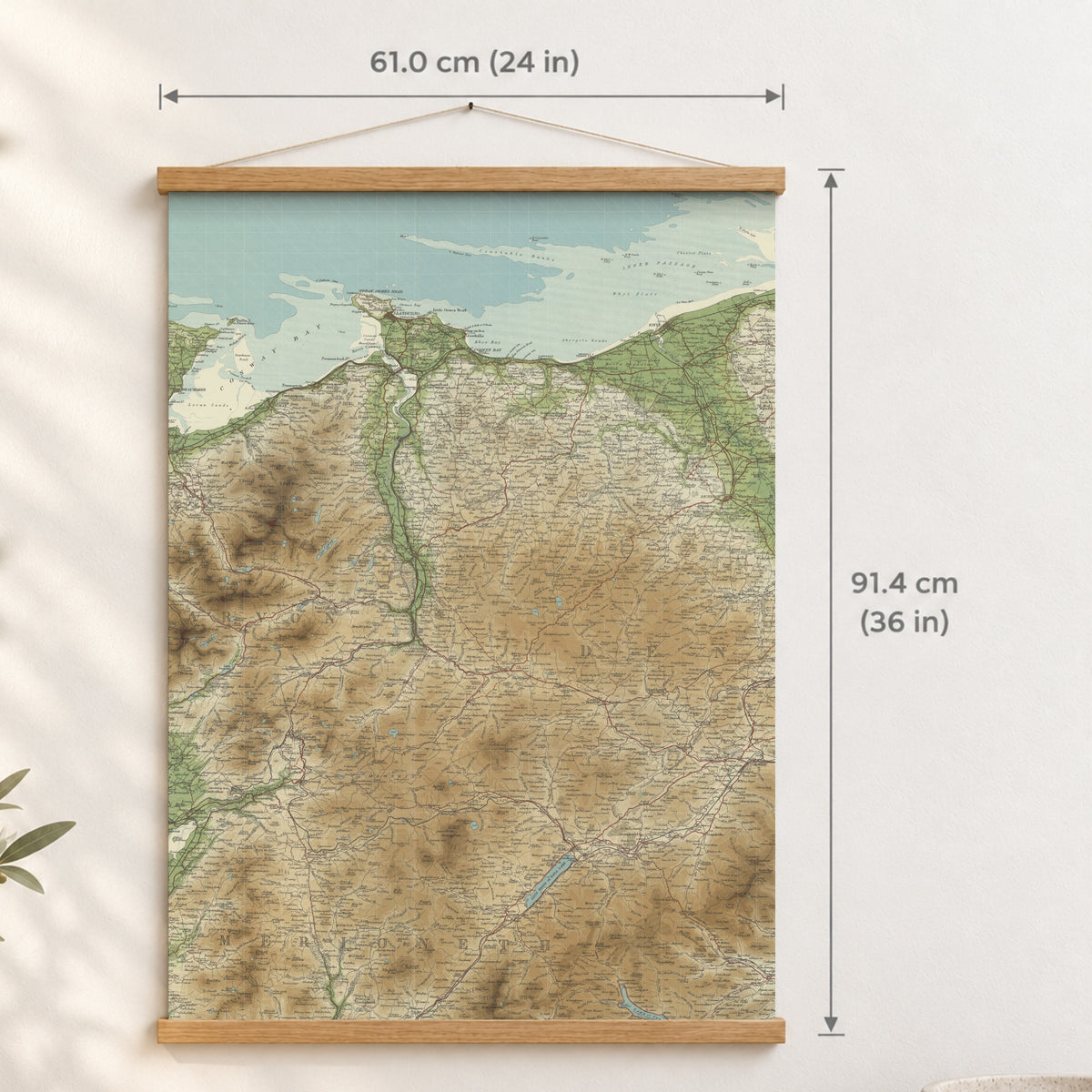St Asaph historic map print, Bartholomew Half-Inch, 1904 — 24 × 36 in · portrait, Canvas, black hanger and Canvas, natural oak hanger and Canvas, white hanger and Fine art paper, black hanger and Fine art paper, natural oak hanger and Fine art paper, no hanger and Fine art paper, white hanger, hanger front mockup