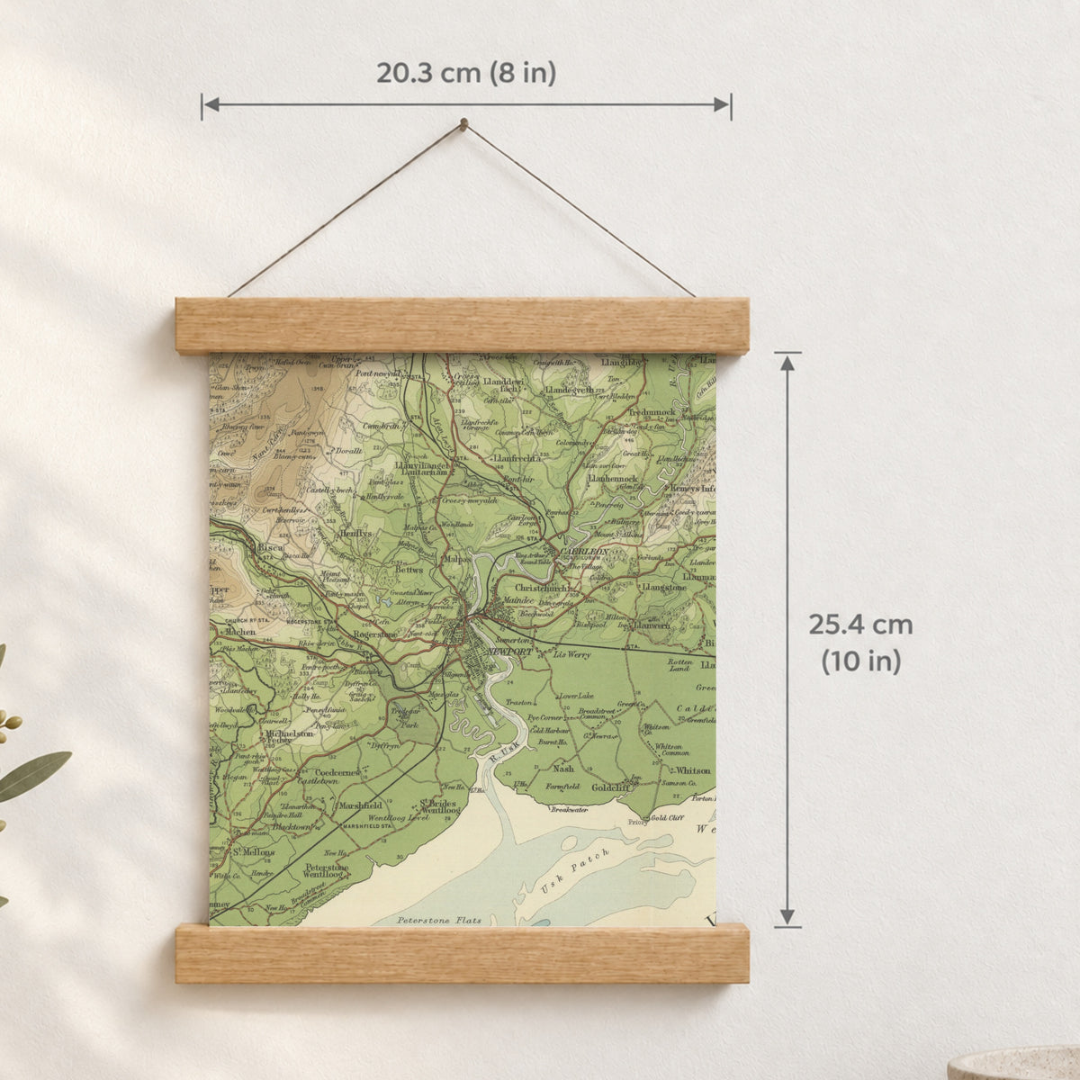 Newport historic map print, Bartholomew Half-Inch, 1904 — 8 × 10 in · portrait, Canvas, black hanger and Canvas, natural oak hanger and Canvas, white hanger and Fine art paper, black hanger and Fine art paper, natural oak hanger and Fine art paper, no hanger and Fine art paper, white hanger, hanger front mockup